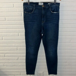 Frame Prescott Dark Wash Ali High Rise Cigarette Raw Hem Jeans, Women’s Size 31